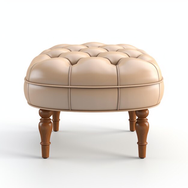 Elegant Wooden Stool Beige Ottoman Turks 3d Render