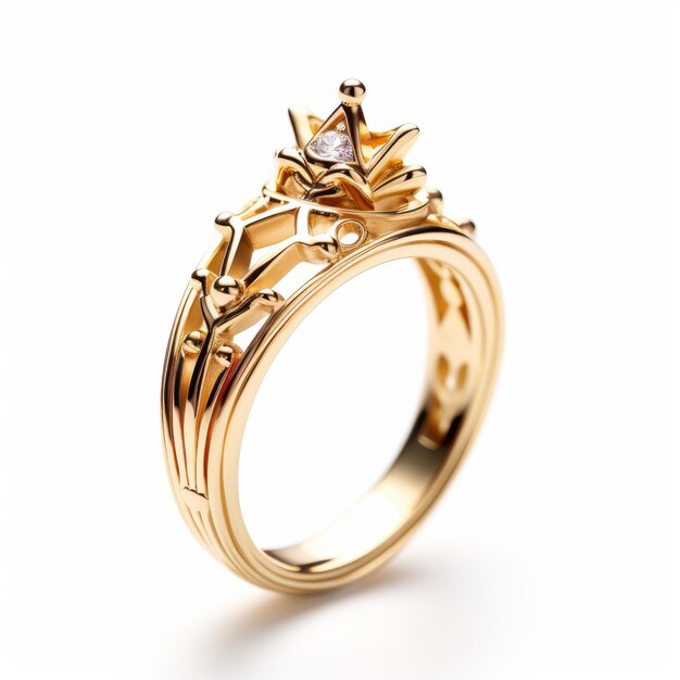 Elegant Yellow Gold Engagement Ring With Flower Design
