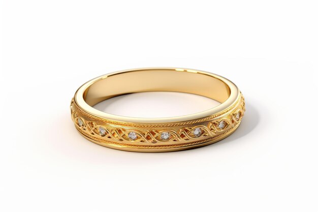 Photo elegant yellow gold wedding ring with diamonds on a white or clear surface png transparent background