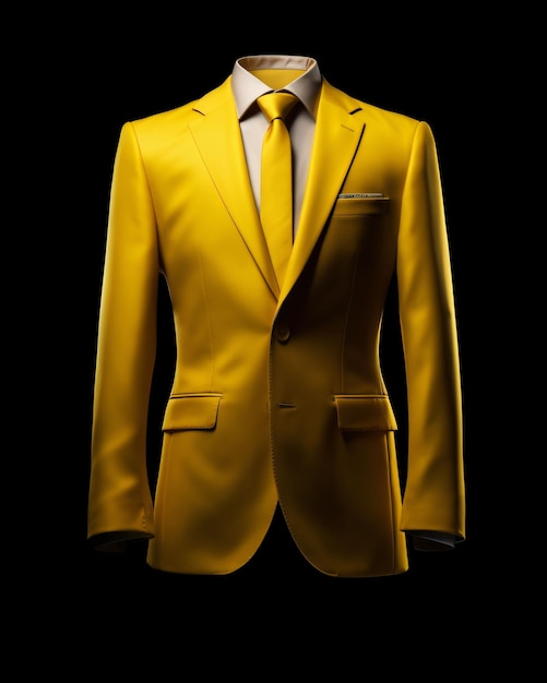 Elegant Yellow Men's Suit Isolated on Black Background Generative AI