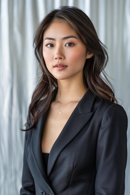 Elegant Young Asian Businesswoman in Modern Office Professional Portrait with Soft Lighting