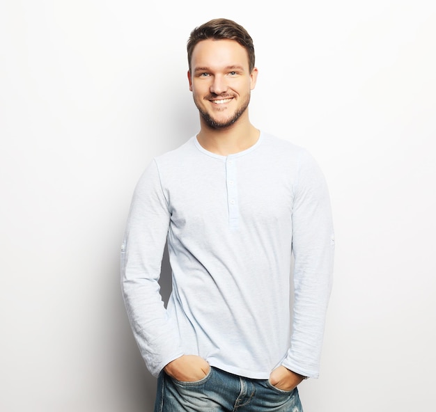 Elegant young handsome man Studio fashion portrait