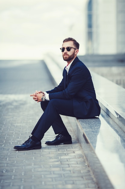 Elegant young handsome man in suit