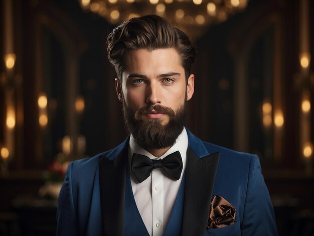 Elegant young man with a beard
