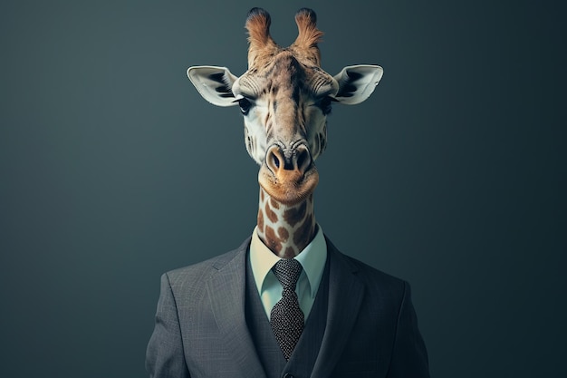 Elegant zakenpak giraffe Generate Ai