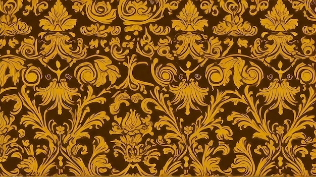 Elegant zwart en geel filigreen behang