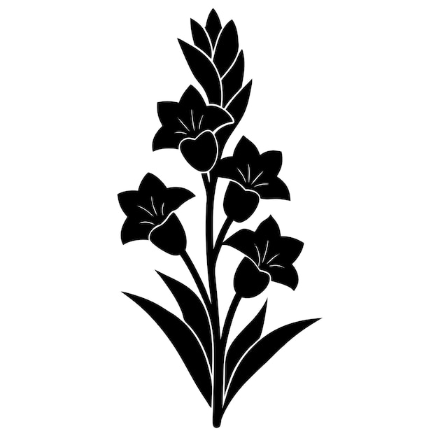 Elegant zwart-wit silhouet van een bloeiende bloem