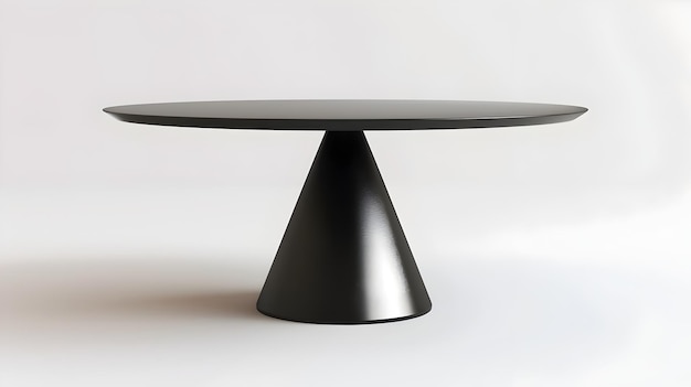 Elegante 3D-afbeelding van een opvallende matzwarte ronde tafel op een witte achtergrond