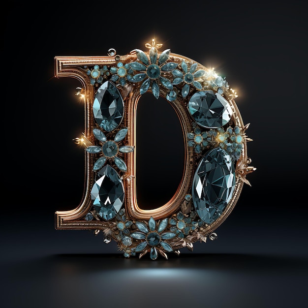 Elegante 3D-gerenderde cijfers en letters in luxe, dure materialen voor hoogwaardige decoratie