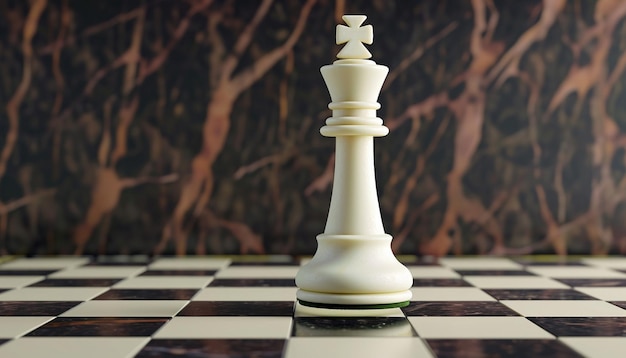 Elegante 3D-poster van een schaakbord met het koninginstuk prominent in het midden