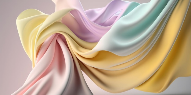 Elegante abstracte vloeiende satijn zijde stof achtergrond pastelkleuren Generatieve ai