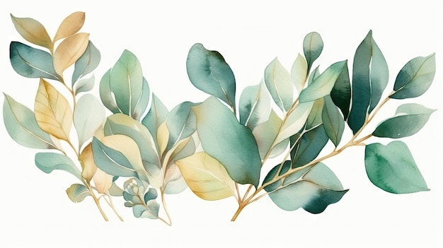 Elegante aquarel Eucalyptus boeket voor huwelijksuitnodigingen en decor