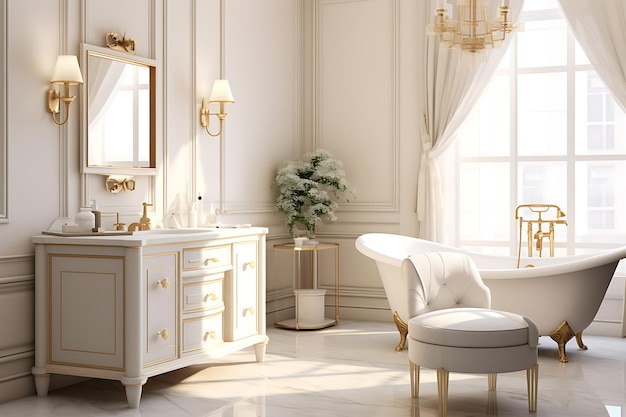 Elegante badkamer interieur 3D-rendering