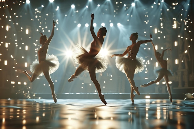 Elegante ballerina's pirouetten sierlijk op het podium.