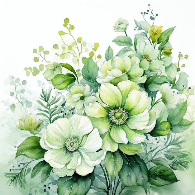 Elegante bloem met aquarelstijl voor achtergrond en uitnodiging trouwkaart AI gegenereerde afbeelding