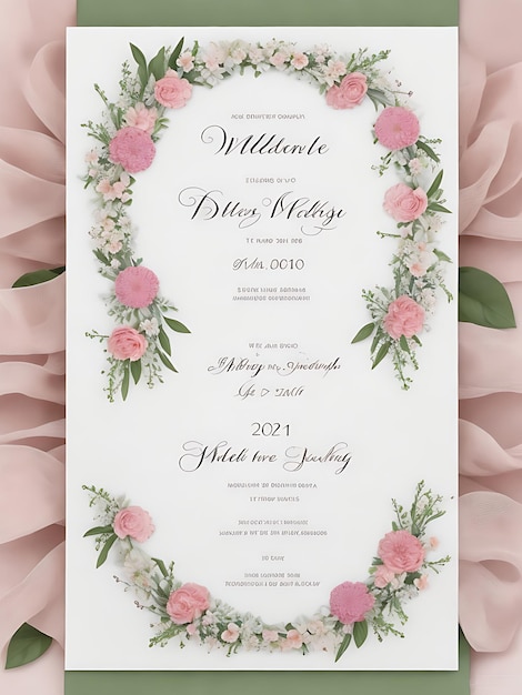 Foto elegante bloemen krans bruiloft uitnodiging sjablonen