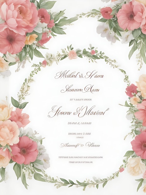 Elegante bloemen krans bruiloft uitnodiging sjablonen
