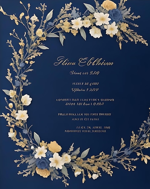 Foto elegante bloemen krans bruiloft uitnodiging sjablonen