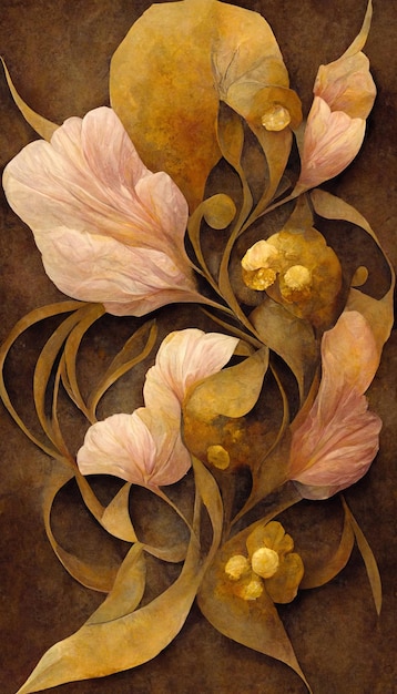Elegante bloemenachtergrond in Art Nouveau-stijl Retro decoratief bloemontwerp 3D illustratie