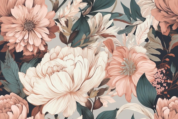 Elegante bloemstukken met een vleugje vintage charme naadloos patroon