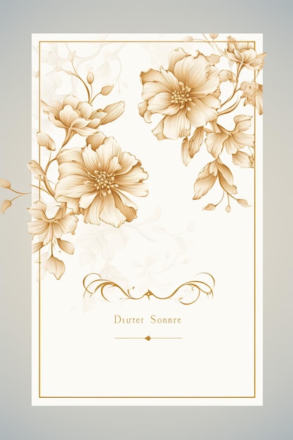 Foto elegante bruiloft uitnodigingskaart een geavanceerde kaart met gouden reliëf en delicate bloemenmotievengegenereerd met ai