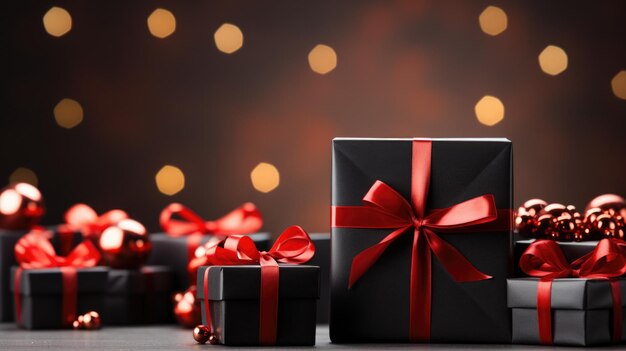 Elegante cadeau doos met rood lint en decoraties