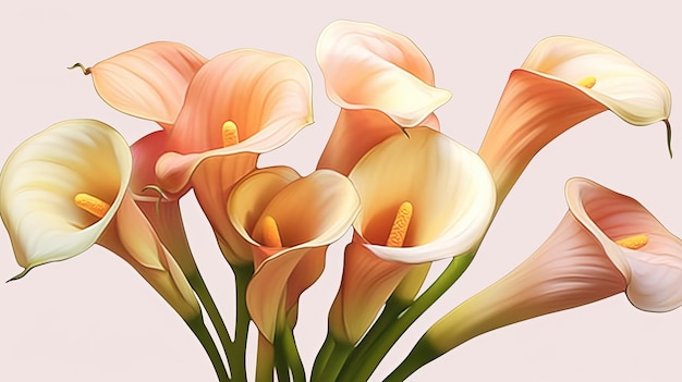 Elegante calla lelie arrangementen Fantasy concept Illustratie schilderij