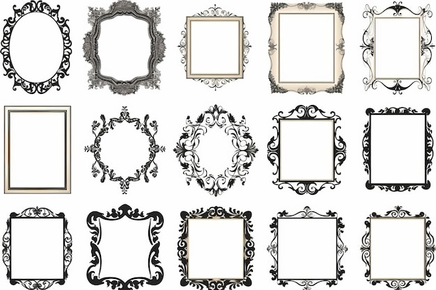 Elegante collectie ornamentele fotoramen geïsoleerd op witte vector achtergrond ar 32