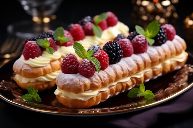 Elegante Eclairs Presentatie Perfect voor High Tea