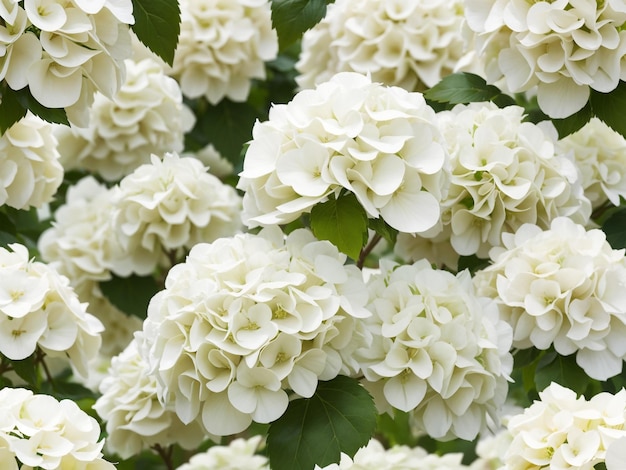 Elegante esthetische witte hortensia bloemen in volle bloei