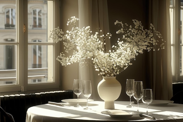 elegante evenement tafel en bestek in een minimalistische stijl reclame voedsel fotografie