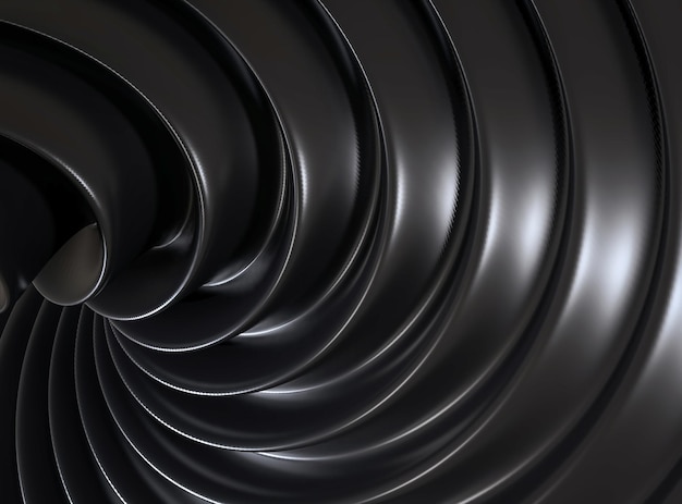 Foto elegante futuristische donkere spiraalvorm met reflectieachtergrond