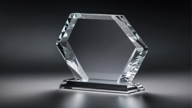 Elegante glazen trofee op een reflecterend oppervlak