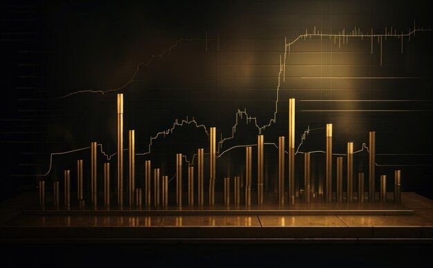 Elegante gouden lijngrafiek op zwarte achtergrond Illustratie AI Generatief