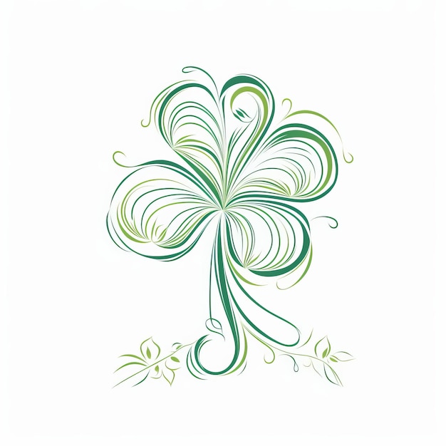 Foto elegante kalligrafie klaver patroon st patrick's day aquarel illustratie