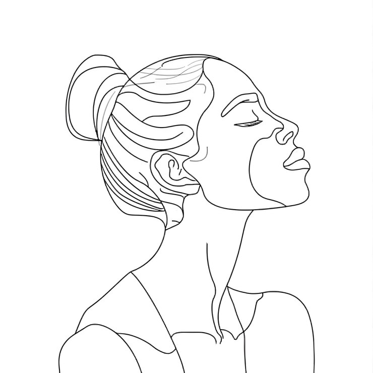 Foto elegante minimalistische lijnkunst van een vrouw in profiel