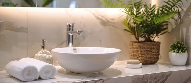 Elegante moderne badkamer wastafel in een helder interieur