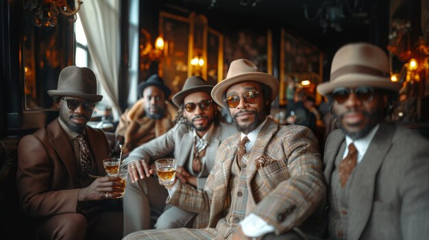 Elegante retro mannen die drinken in een luxe bar.