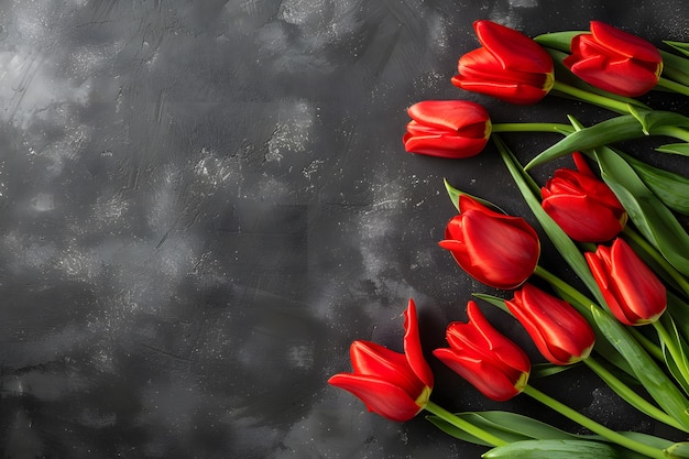 Elegante rode tulpen op een donkere achtergrond voor Moedersdag