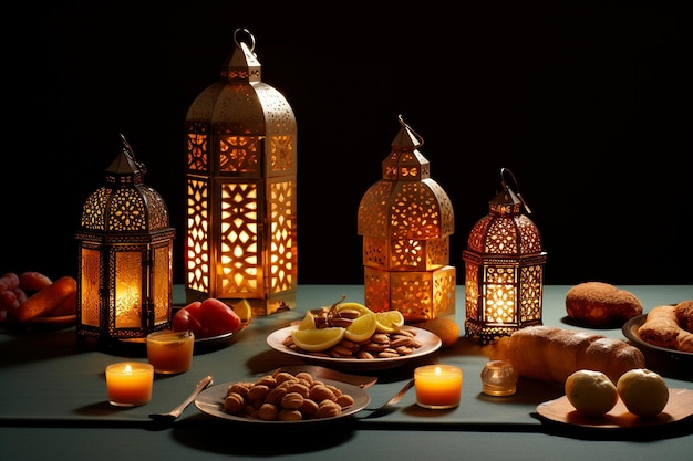Elegante schaduwen gegooid door Ramadan lantaarns