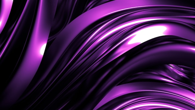 Elegante stijlvolle paarse donkere achtergrond met plooien, gordijnen en wervelingen. 3D-afbeelding, 3D-rendering.