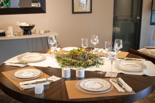 Foto elegante tafel voor het kerstdiner