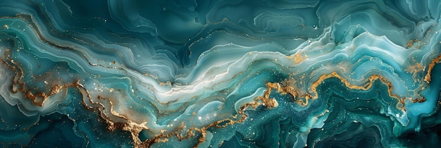 Foto elegante teal- en gouden marmertextuur als luxe abstracte kunst