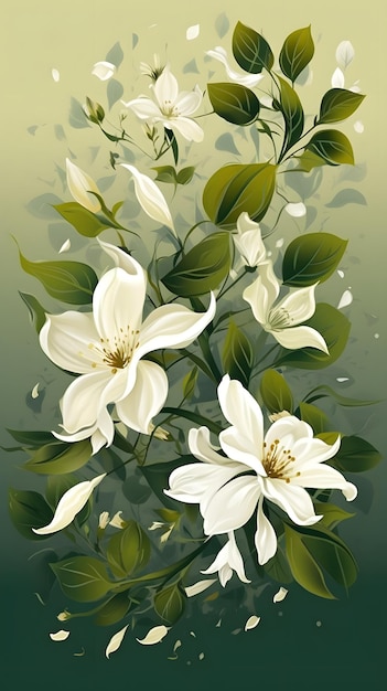 Elegante vectorgrafische illustratie van een dynamische compositie van jasmijn