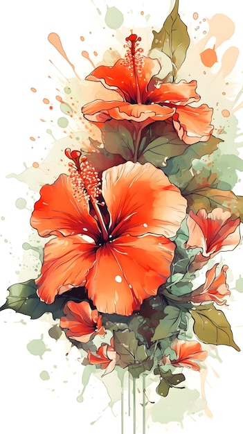 Elegante vectorgrafische illustratie van een dynamische Hibiscus-compositie