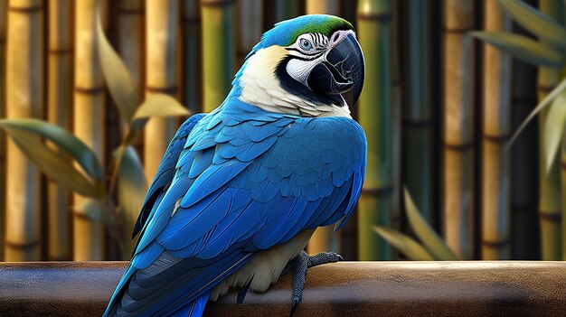 Elegante vogel geplaatst te midden van bamboe