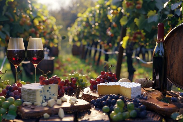 Elegante wijn- en kaasproeverij in een wijngaard