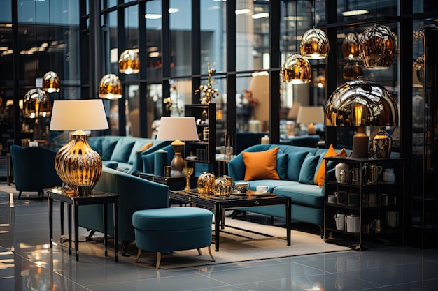 Elegante winkel vol prachtige meubels en decoraties generatieve IA