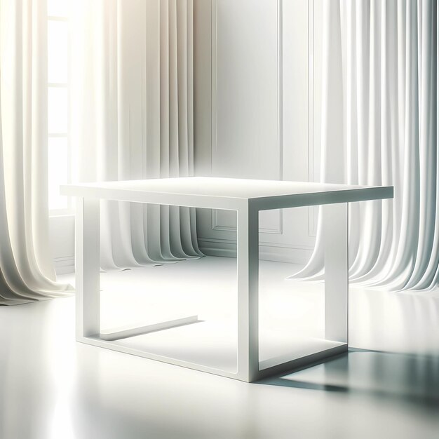 Foto elegante witte tafel in een minimalistisch interieur