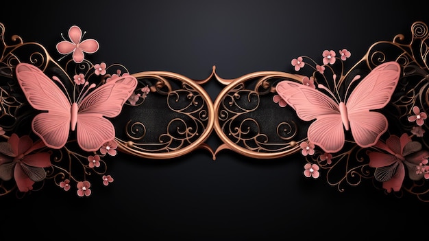 elegante zwarte achtergrond met een delicaat roze kantpatroon
